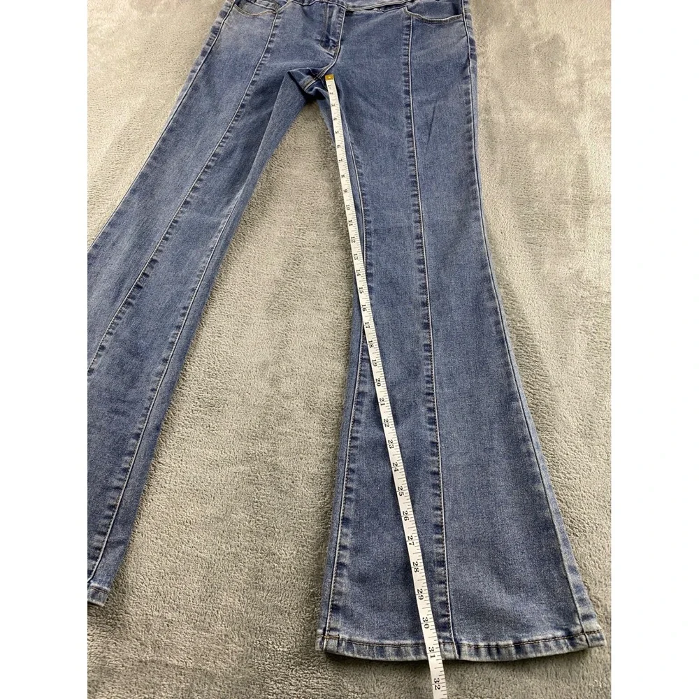 Gogo Jeans Womens Flare Denim Medium Wash Seam Front Bell Bottom Size 5/27 28506